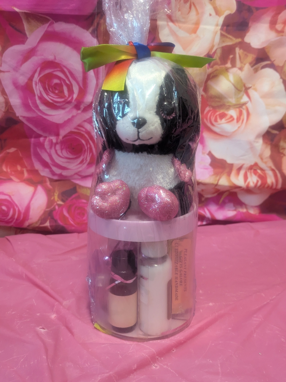 Plush Puppy Gift Set with Pink Glitter Hearts poopchis Friends